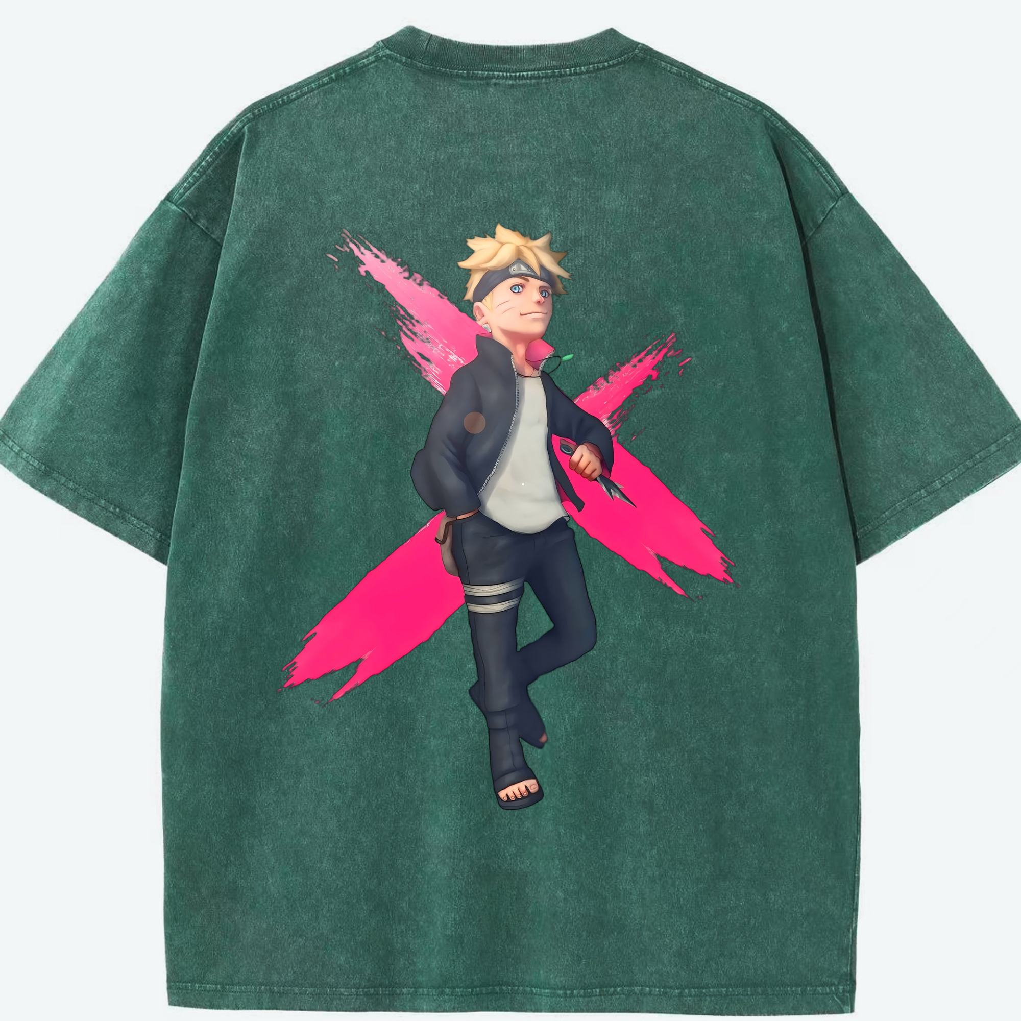 （画像用） NARUTO -ナルト- うずまき ボルト Uzumaki Boruto 綿100% ヴィンテージ風 半袖Tシャツ（背面プリント）